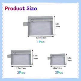 5PCS Mesh Zipper Pouch Bags, Mesh Makeup Bag, Small Mesh Bags with Zipper for Coin Purse, Mesh Cosmetic Bag Mesh Travel Organizer Bags Pouches for Organization (Gray Side-Pull)