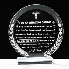 Doctor Gifts for Women Men Crystal Doctor Appreciation Plaque Best Doctor Gifts Crystal Thank You Doctor Gifts for Doctors' Day