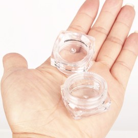 25 tarros de plástico cuadrado vacíos de 3 g, recipientes pequeños para maquillaje de bálsamo labial en polvo de 1 onzas, pequeños tarros de crema con tapas transparentes para contenedores de viaje