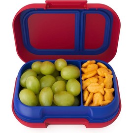 Snack - 2 Compartment Leak-Proof Bento-Style Food Storage for Snacks and Small Meals, Easy-Open Latch, Dishwasher Safe - Color: Red/Royal