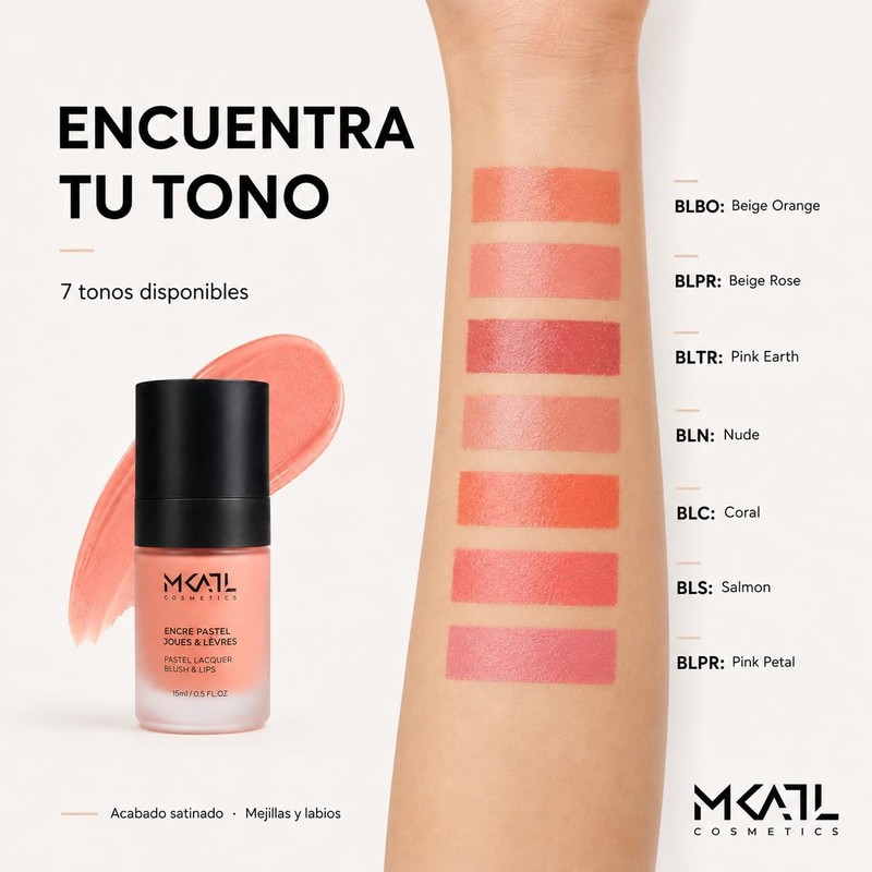 Rubor Líquido Profesional Coral Makeup Atelier Tono Vibrante Luminoso, Efecto
