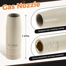 14Pcs 0.8mm KP1939-1 15AK Mig Welding Torch Nozzle Tips Kit With Insulating Coating for Slag Protection, Metal Workers