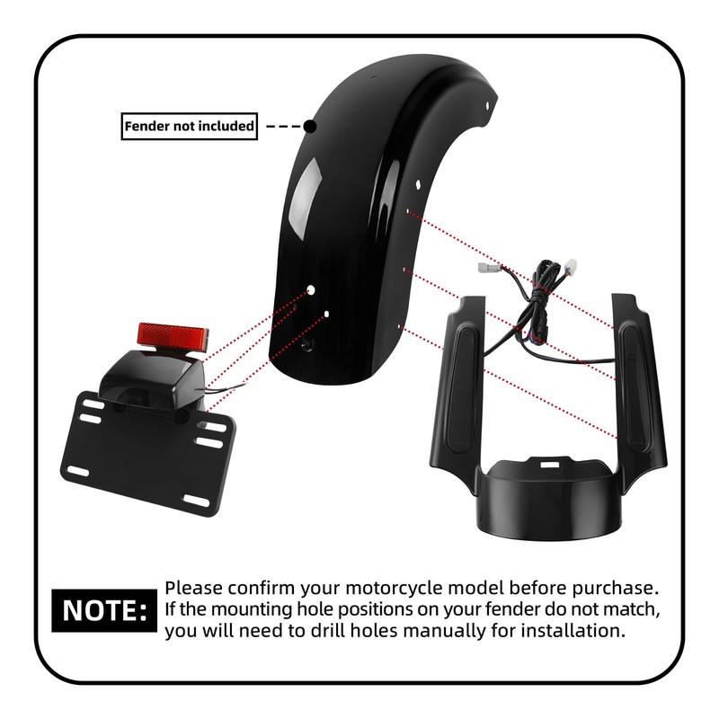 TCMT LED Rear Fender Fascia Fits For Harley Touring Road