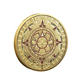 Mexico Mayan Aztec Sun Stone Calendar Gold Coin rophecy Culture Challenge Coin for Collectors