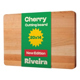 Riveira Cherry Wood Cutting Board – Gourmet Black Cherry Grandeur: 20 x 14 Wooden Cutting Board – Wooden Cutting Boards For Kitchen Decorative – Innovative Juice Grooves Cherry Wooden Chopping Board