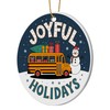 Joyful Holidays Round Ceramic Ornament 3 inches Featuring a Miniature