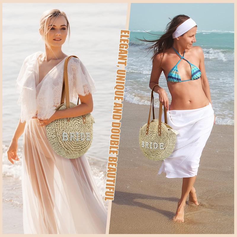 Silkfly Bride Straw Bag Bride Gift Large Bride Tote Round