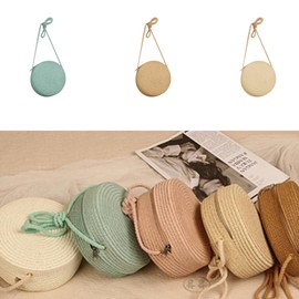 TQUXNGA Handwoven Straw Bag for Women Girls Holiday Beach Bag Solid Color Crossbody Bag Round Crossbody Bag for Phone Makeup, orange