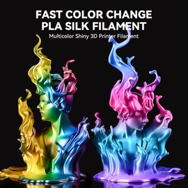 JAYO 3D Printer Filament Bundle, PLA Silk Filament Bundle Multicolor, Shiny Silk PLA Filament 1.75mm, Fast Color Change Rainbow Filament, Individually Vacuum Packed, 250g Spool, 8 Rolls, 2kg in Total