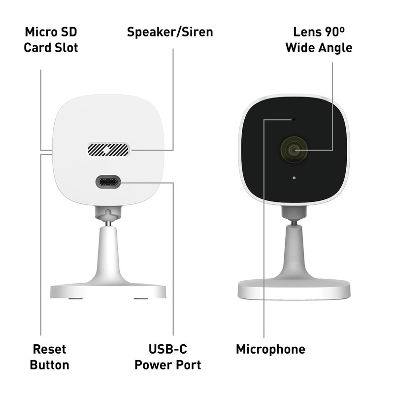 Swann EVO 2K Indoor Wi-Fi Security Camera, Two-Way Audio, True