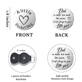 Dad Fathers Day Gift for Dad from Daughter, Pocket Hug Token for Dad Dada Father Birthday Gift for Dad Daddy Papa Black Leather Keychain for Dad Long Distance Father Daughter Gifts from Daughter
