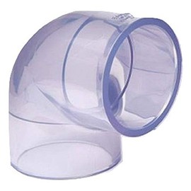 2 Inch (2.375 Inch ID) PVC Schedule 40/80 Clear 90 Degree Elbow (Bluish Tint)