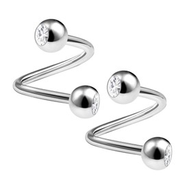 2 x Surgical Steel Twister Spiral Lip Earrings 1.2 mm 16 g, Metal