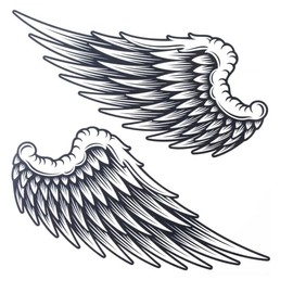 1Pair Black Large Temporary Tattoo Sticker for Women Men Angel Wings Non-Toxic Waterproof Size 21cm x 22cm Temporary Tattoos (Beauty)