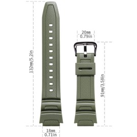 WRISTARMOR men's resin watch band Replacement for Casio AE-1100w SGW-300H AE-1000w AE-1200 W-218H MRW-200H waterproof sport Watch strap(Army Black buckle)