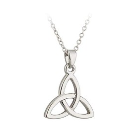 Solvar Trinity Knot Necklace Celtic Irish Rhodium Plated Pendant Made in Ireland