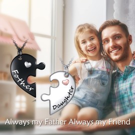 POPLYKE Father Daughter Necklace Sterling Silver Fathers Day Birthday Pendant Jewelry Father Daughter Set Gifts for Women Father Daughter Wife