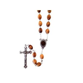 Holy Land Imports Olive Wood Rosary with Soil from Bethlehem