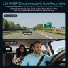 COOAU 4K Dash Cam with GPS Wi-Fi,Front and Inside Dual