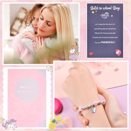 VGWON Unicorn Back to School Gift Pink Beads Bracelet Girls Gift Unicorn Beads Adjustable Braided Bracelet Gift Nursery Primary School Back to School Gift