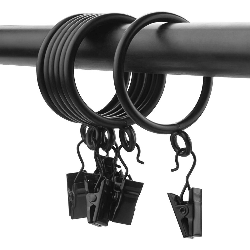 ASelected 50 Pack 38mm Curtain Hanging Rings Metal Black Curtain