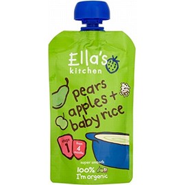Ella's Kitchen Organic Pears, Apples & Baby Rice 4mth+ (120g) - Pack of 6
