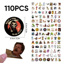 Funny Meme Stickers for Adults – 110 PCS Waterproof Vinyl Laptop Stickers – Adult Humor Decals for Water Bottle Phone & Skateboard – Classic Cute Sticker with No Residue Removal