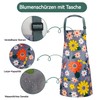 Tczecoo Pack of 4 Flower Aprons with Pocket, Kitchen Aprons