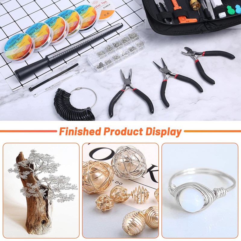 Audab Jewelry Wire Wrapping Jewelry Making Supplies Kit, Ring Sizer