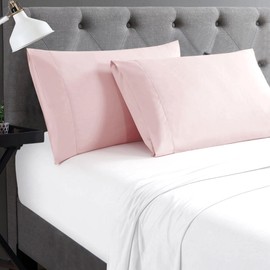 Cathay Home Hospitality 2-Piece Standard Pillowcase Set Hotel Collection - Twin, Twin XL, Full, Queen - Wrinkle & Fade Resistant Double Brushed Ultra Soft Microfiber - Blush, Standard (20" x 30")