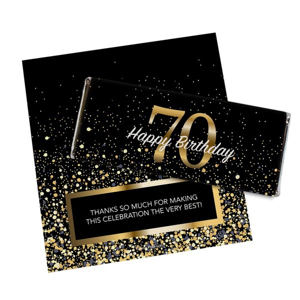 Milestone 70th Birthday Favors Chocolate Bar Wrappers (24 Count)