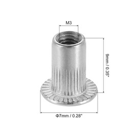 sourcing map M3 304 Stainless Steel Rivet Nuts Flat Head Insert 50Pcs
