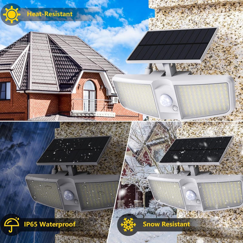 Cozeet Solar Motion Sensor Outdoor Floodlights 6500K with Remote Control,