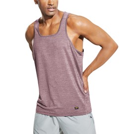 MIER Men's Sleeveless Shirts Quick Dry Athletic Tank Tops for Beach Workout and Active Lifestyle, Heather Dusty Pink, XXL