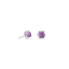 Kendra Scott Davie Stud Earrings in Sterling Silver, Fine Jewelry for Women, Amethyst