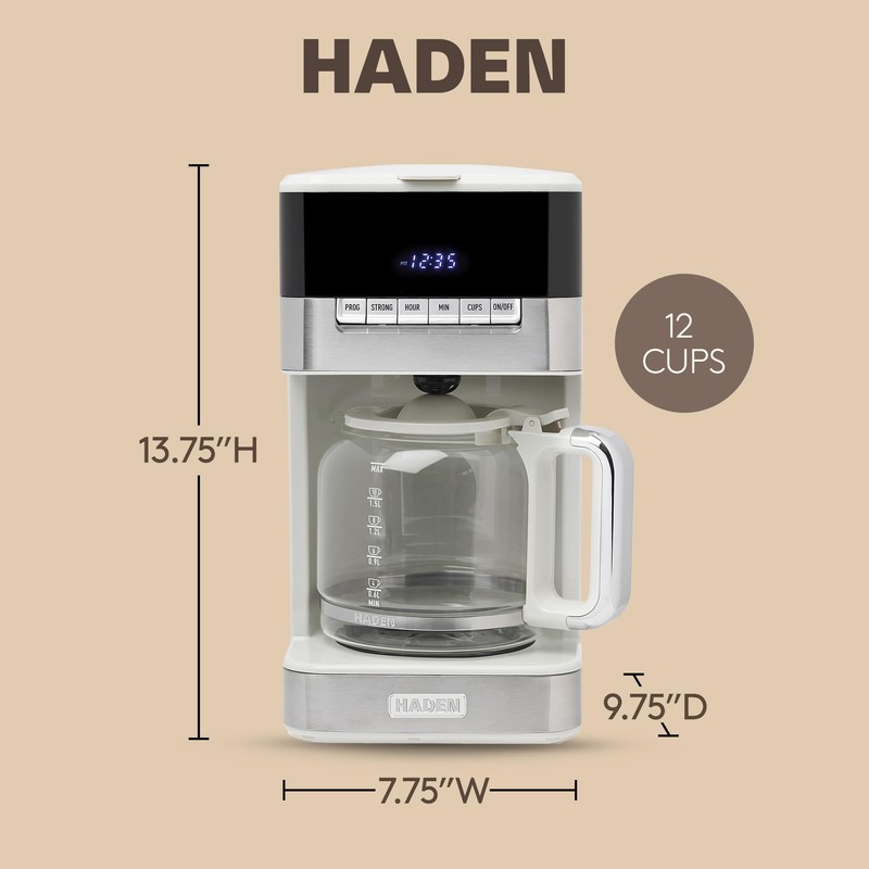 HADEN Quintessential 12 Cup Coffee Maker with120 Minute Keep Warm,