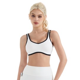 SUUKSESS Women Sweetheart Neckline Sports Bra Padded Workout Yoga Crop Top White