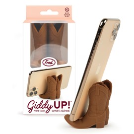 Genuine Fred Giddy UP Phone Stand, Brown, Cowboy Boot Tech Accessory, Fits Most Mobile Smartphones, Grippy Silicone, Fun Cowboy Boot Details