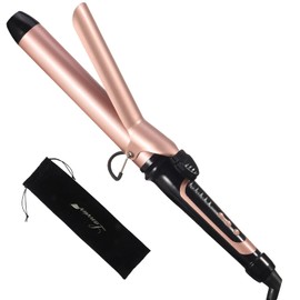 LANVIER 1.25 Inch Long Barrel Curling Iron, 1 1/4 Inch Curling Iron for Medium to Long Hair up to 450F, Worldwide Dual Voltage Curler for Traveling, Waving Style Tool - Rose Gold