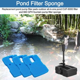 BZTT Pond Pump Filter Sponge 660 GPH Fish Pond Filter Pads and All in One Pond Pump Filter CUF-6000 Replacement Vivohome Pond Filter Sponge, Pond Fountain Filter Sponge (3 Pcs)
