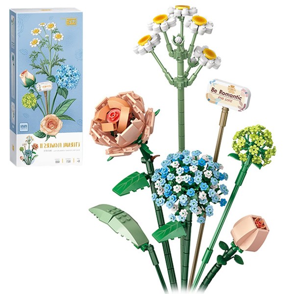 MEIEST Mini Building Blocks Flower Bouquet Set,Creative DIY Unique Decoration