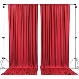 AK TRADING CO. 10 feet x 8 feet Polyester Backdrop Drapes Curtains Panels with Rod Pockets - Wedding Ceremony Party Home Window Decorations - RED