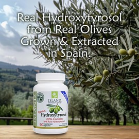 Island Nutrition, 20% Hydroxytyrosol Complex™ Olive Fruit Extract - Super Strength 100% Grown & Extracted in Spain. 90 Capsules, 100 mg, from The Maker of Real European Olive Leaf Extract