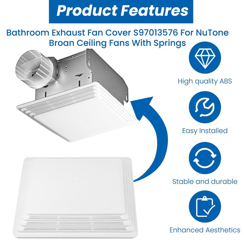 S97013576 Bathroom Fan Cover Grille with Springs, Replacement for Broan