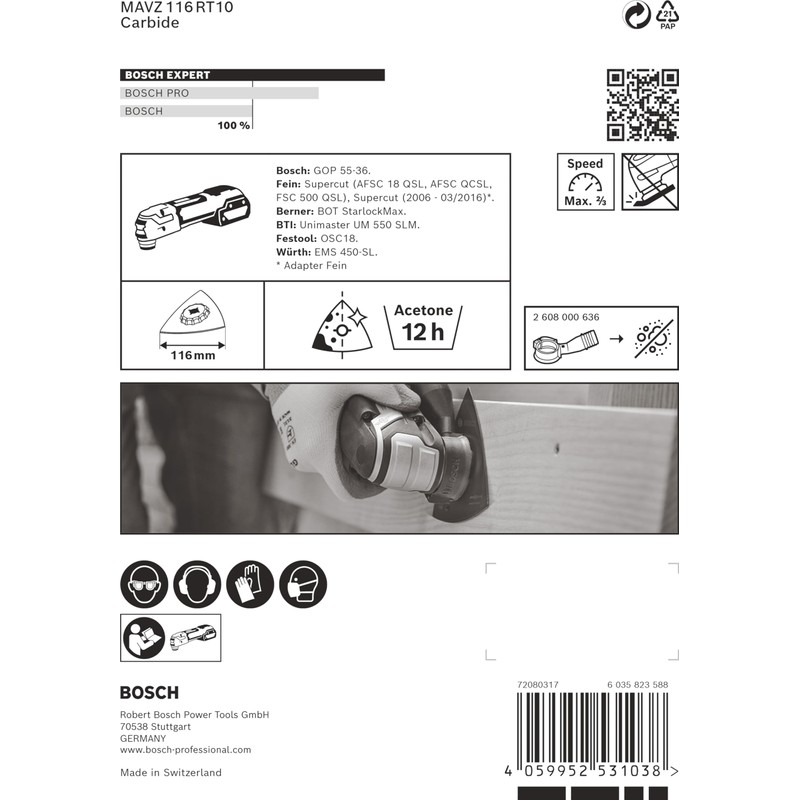 Bosch 1 x Expert Mavz 116 RT10 Sanding Plates (for