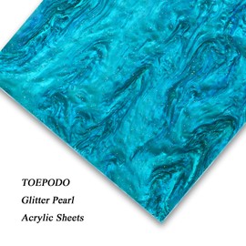 TOEPODO Pearlescent Marble Acrylic Sheets 1/8" Glitter Cast Opaque Plexiglass Sparkly Swirl Acrylic Panels for Laser Cutting Engraving Craft DIY Decor Ornaments (3, Blue, 8x12 Inch)