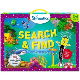 Skillmatics Write & Wipe Activity Mats – Reusable Educational Toys for Preschool & Kindergarten Kids Ages 3-6 | Includes Whiteboard Pens:_Search & Find