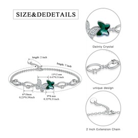 Flpruy Butterfly/Dragonfly Bracelet, Jewellery Butterfly Dragonfly Blue/Purple Crystal Bridesmaids Bracelet 925 Silver Ladies Birthday Graduation Gift for Girls Women, Sterling Silver