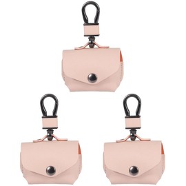 Gatuida 3pcs Simple Imitation Leather Earphone Case for Lightweight and Protective Cover Clip for Easy Carrying Apricot Accessory for Wireless Earphones