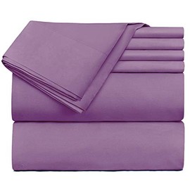 Hearth & Harbor 6 Piece Sheet Set â Premium 1800 Microfiber Queen Bed Sheet Set â 18-24â Extra Deep Pocket Fitted Sheet - Hypoallergenic and Fade Resistant (Lavender Dream)
